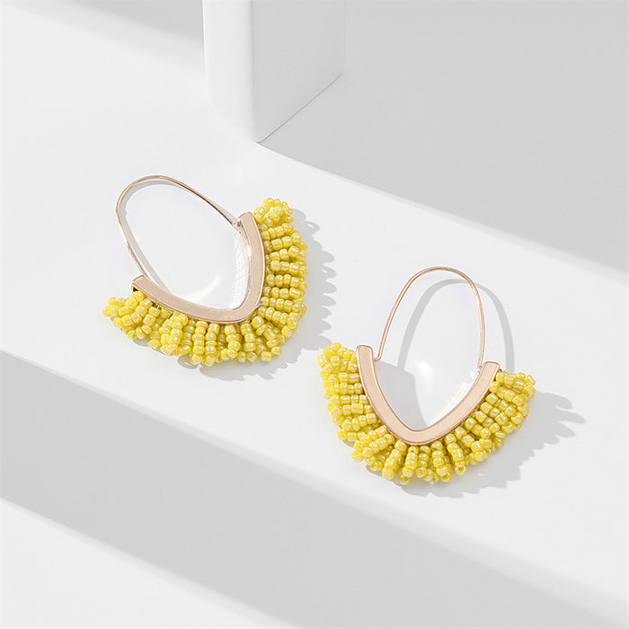 Wholesale Tassel earrings, hand woven rice bead earrings