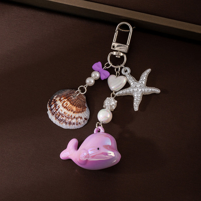 Wholesale Ocean-Style Shell and Whale Keychain Pendant