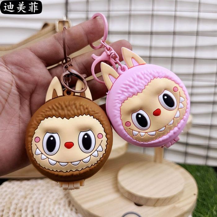 Wholesale Folding Cute Rab Cloth Dressing Mirror Keychain Pendant Girl' s Portable Cartoon Makeup Mirror Small Mirror Gift