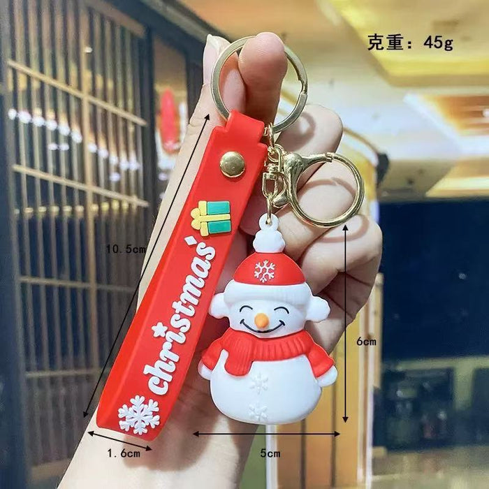 Wholesale PVC Christmas Cartoon Santa Reindeer Keychain Pendant MOQ≥2