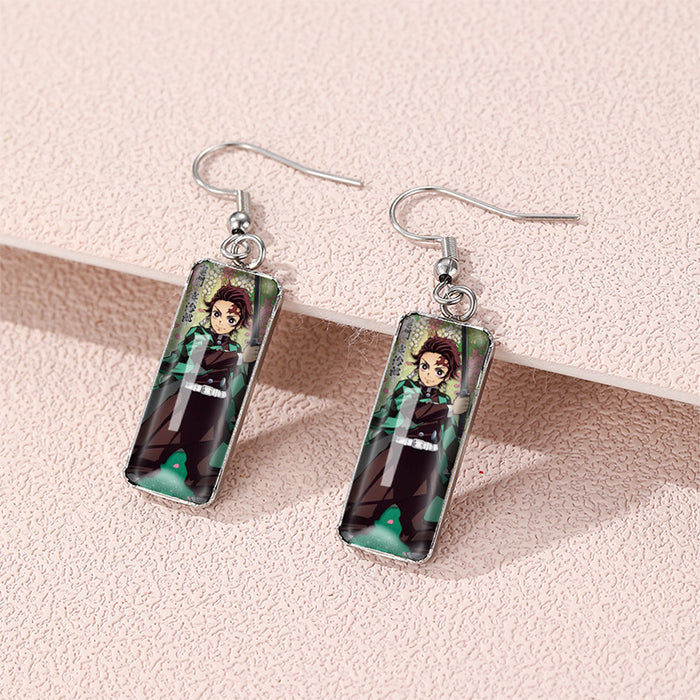 Wholesale Earrings Secondary Cartoon Earrings Animation Peripheral Time Gem Rectangular Earrings