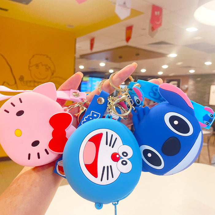 Wholesale Cartoon Mini Silicone Coin Purse Keychain JDC-KC-LiuFan024