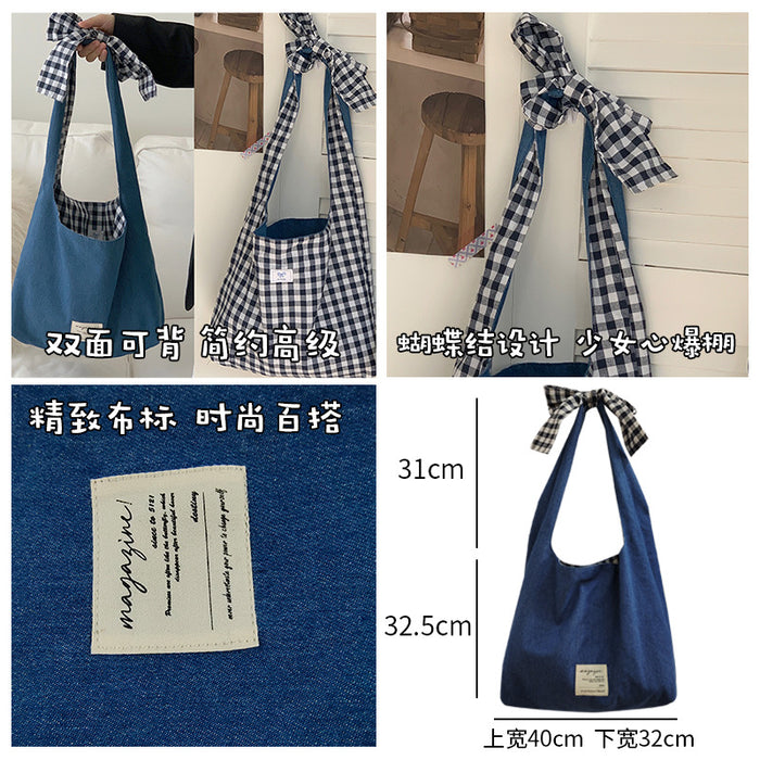 Wholesale Backpack Versatile Checkered Shoulder Bag Simple Tote Bag Commuter Bag