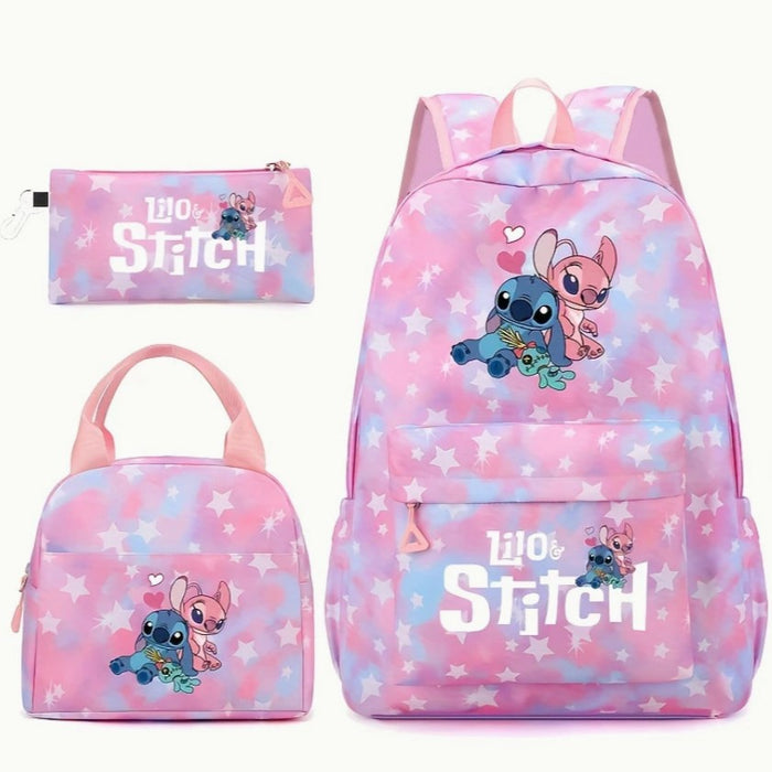 Wholesale Colorful cartoon pattern three-piece set casual large-capacity student backpack bags