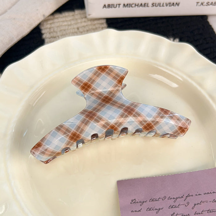 Wholesale PVC Plaid Claw Hair Clip - Retro Fashion Accessory