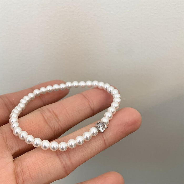 Wholesale pearl simple commuter flash bracelet easy to wear elastic bracelet female