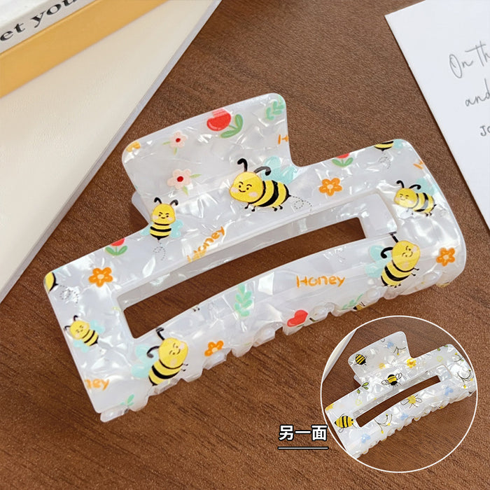 Wholesale Bee Clip Cartoon Hair Clip Medium Rectangular Cut Out Shark Clip Animal Hair Accessories Printed