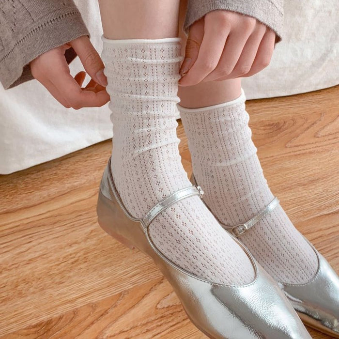 Wholesale Socks with hollow mesh and boneless stacking, rolled edge socks, mid tube socks