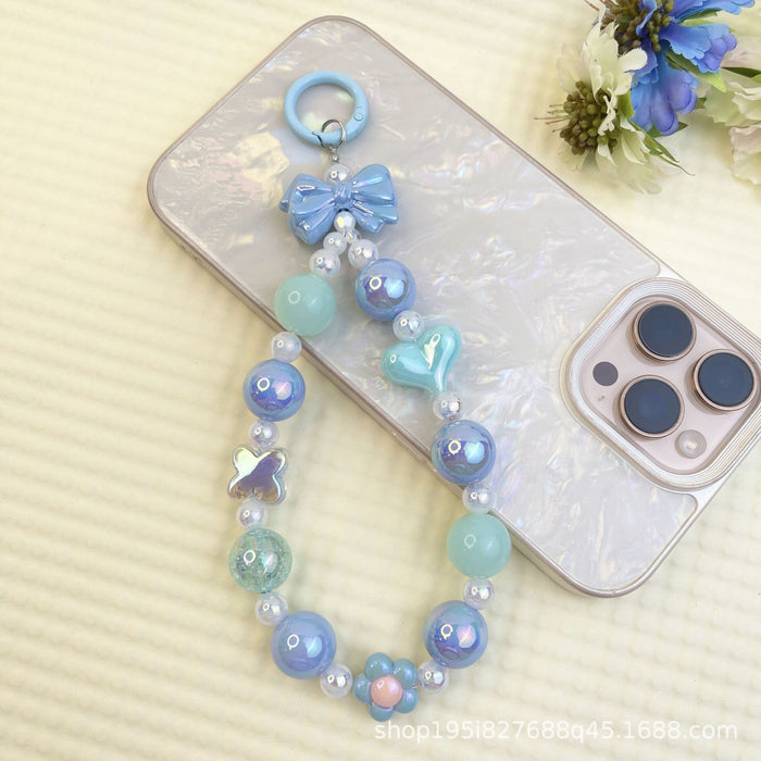 Wholesale Flocked Baseball Cap Colorful Beaded Mobile Phone Chain Keychain Bag Doll Pendant Accessories