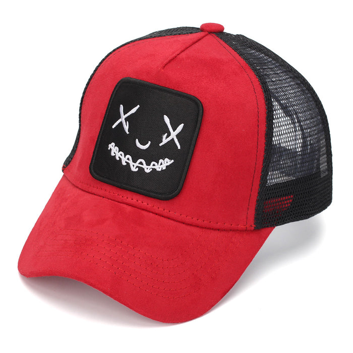 Wholesale Trendy Face Embroidered Mesh Baseball Cap Unisex Sun Hat