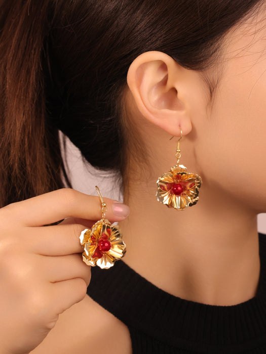 Wholesale Fashionable retro pleated flower earrings with temperament, fashionable and versatile earrings