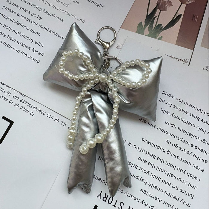 Wholesale  Simple Pink Plaid Bow Accessories Keychain