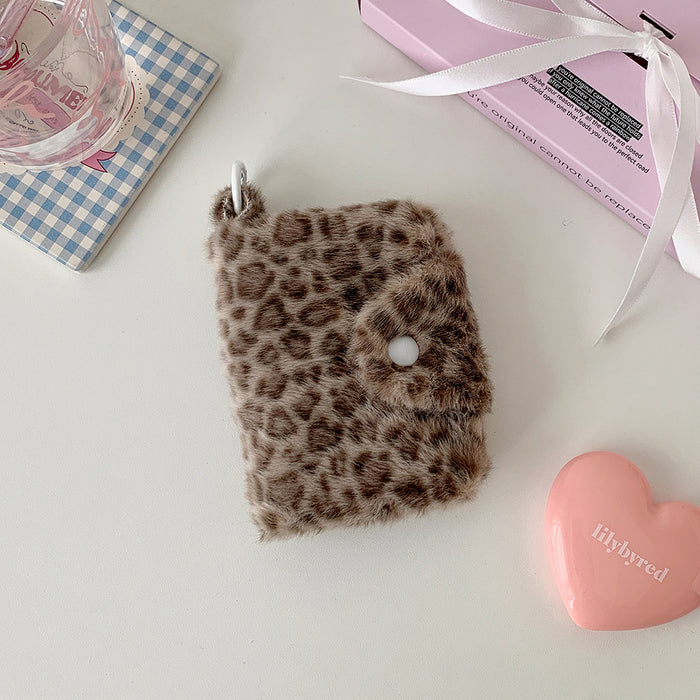 Wholesale Leopard-Print Plush Snap Coin Wallet
