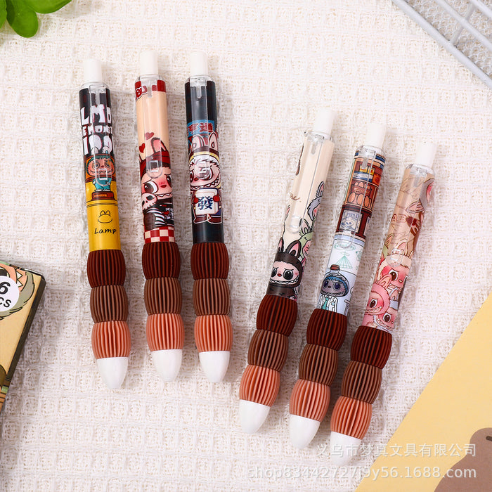 Wholesale 6pcs/ box Quick-drying Gel Pen Pressing Reducing Burden Pen Carbon Black Pen Cartoon
