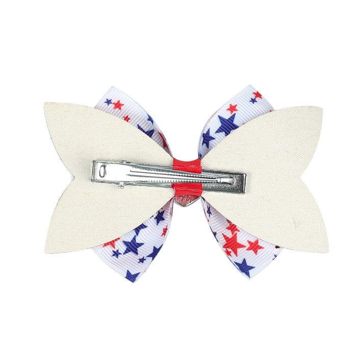 Wholesale American Independence Day Decoration Children's Sequins Glitter Double Layer Bow Fabric Hairpin JDC-HC-QiuN013