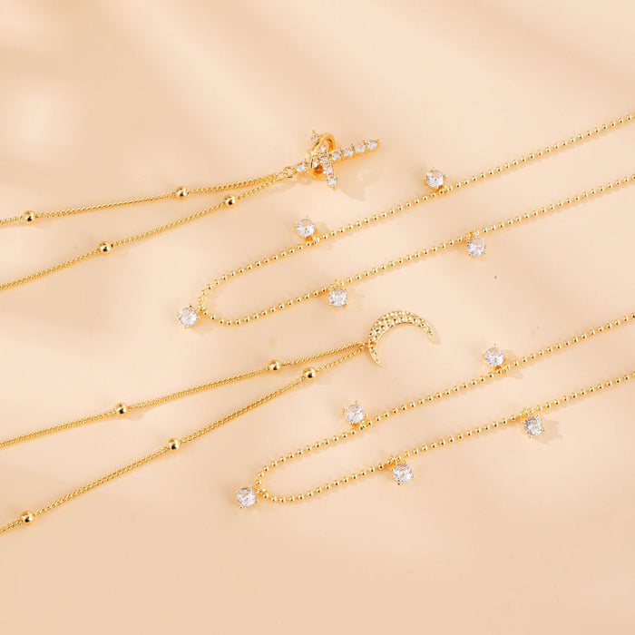 Wholesale Fashionable Titanium Steel Zircon Necklace with Personalized Light Luxury and Versatile Zircon Clavicle Chain