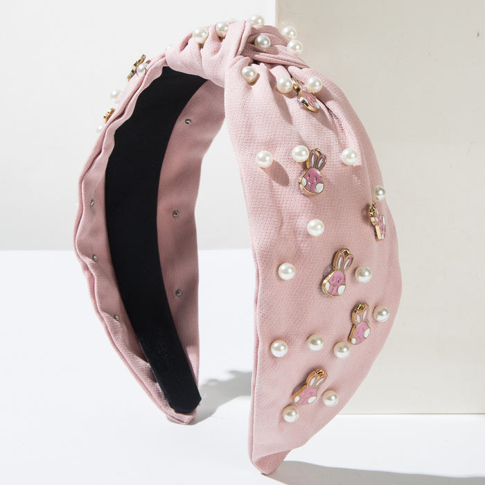 Wholesale Easter Beaded Alloy Bunny Headband