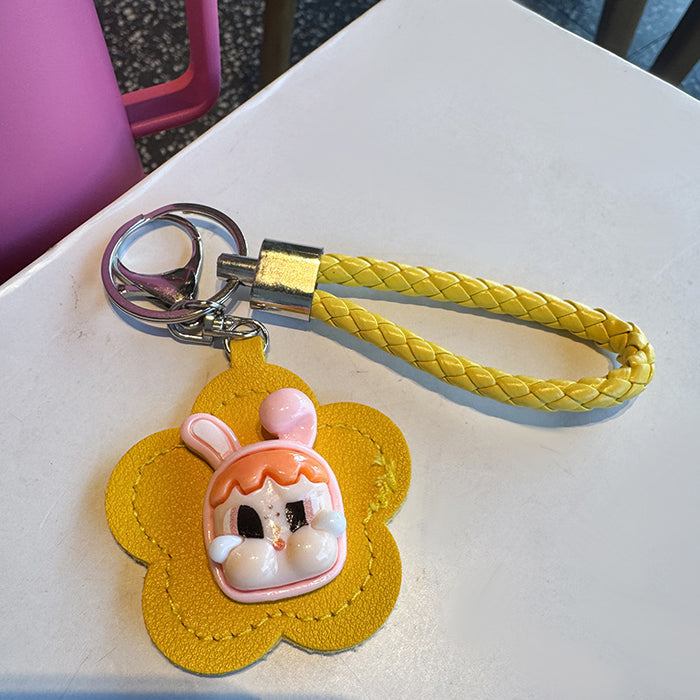 Wholesale Flower Portable Small Mirror Hanging Keychain Integrated Protective Cover