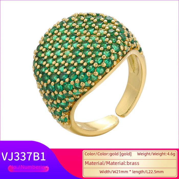 Wholesale Adjustable circular full diamond ring with adjustable opening