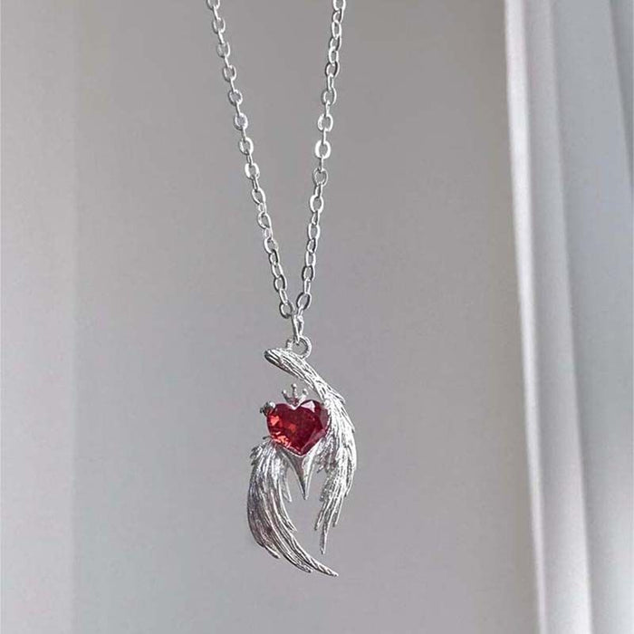 Wholesale Girly Heart Red Apple Design Necklace