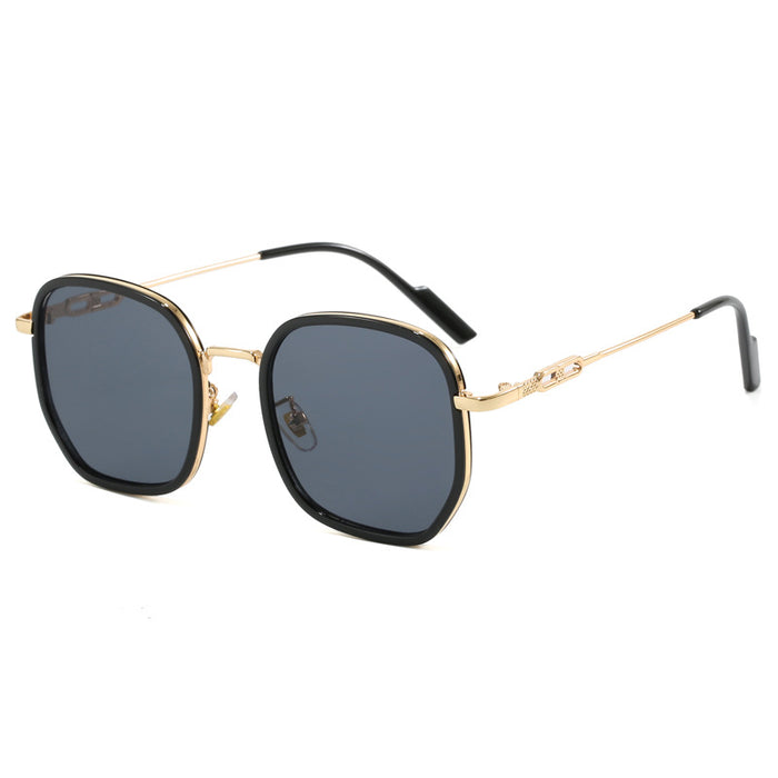 Wholesale New fashionable sunglasses with a high-end feel and metal frame, personalized large frame glasses