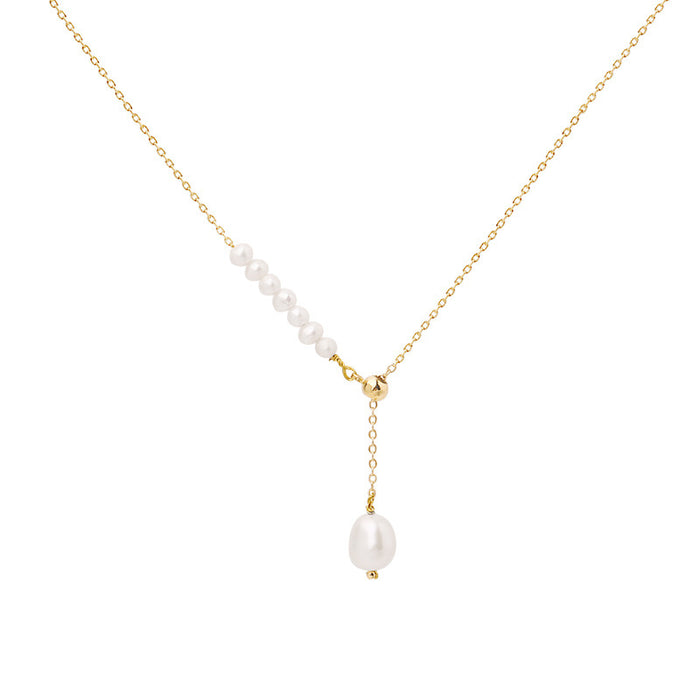 Wholesale Pearl pendant necklace, feminine temperament, niche high-end design, collarbone chain, simple retro versatile neck chain