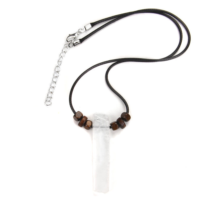 Wholesale Irregularly shaped raw stone flat tube pendant and stone bead necklace