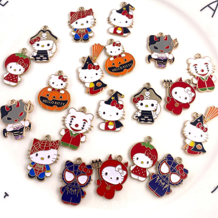 Wholesale 10pcs Cute personality cat cartoon collection alloy oil drop earrings pendant keychain pendant jewelry accessories