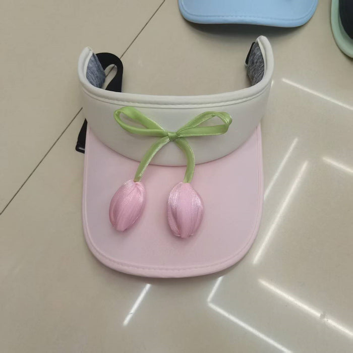 Wholesale Butterfly knot color blocked empty top sun hat, new casual versatile sun protection and UV protection sun hat