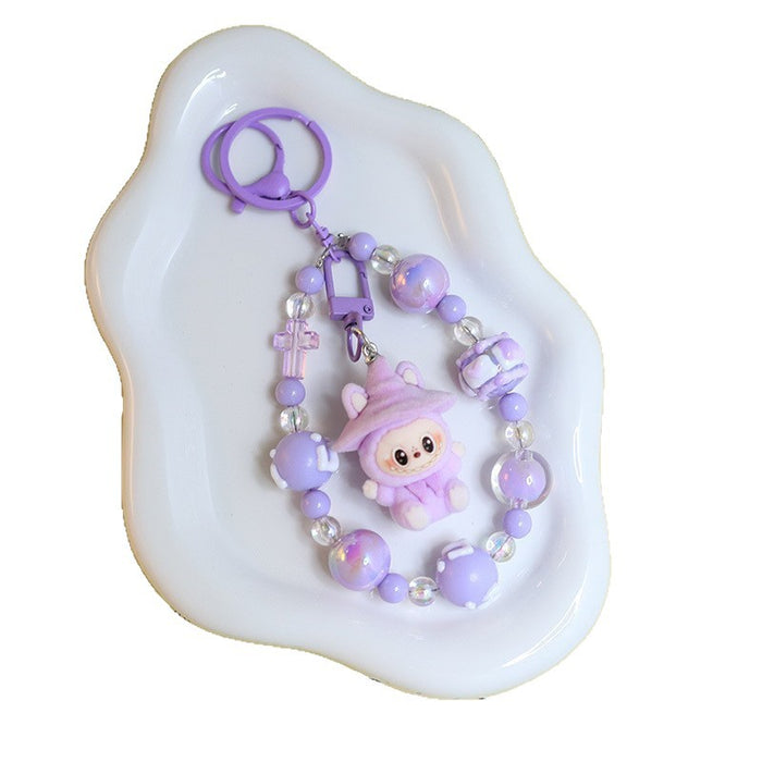 Wholesale Flocking car keychain pendant cartoon cute clown doll bag pendant