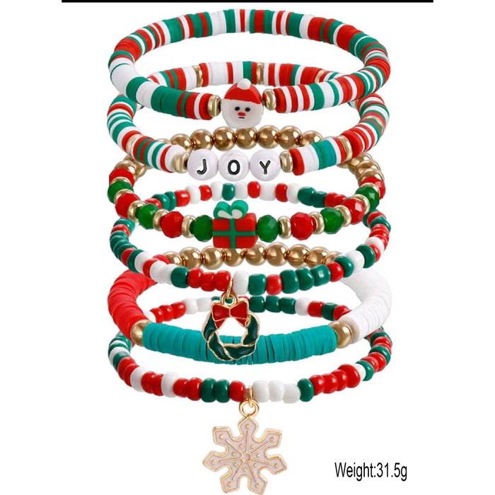 Wholesale Christmas Bracelet Christmas Alloy Beaded Bracelet Combination Set