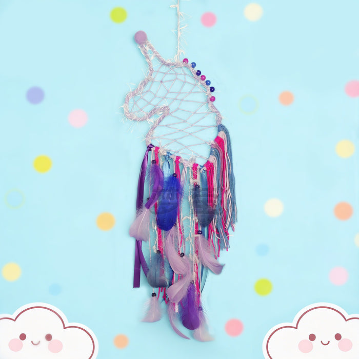 Wholesale Handmade Rainbow Macaron Dream Catcher Wind Chime Feather Hanging Home Decor MOQ≥2