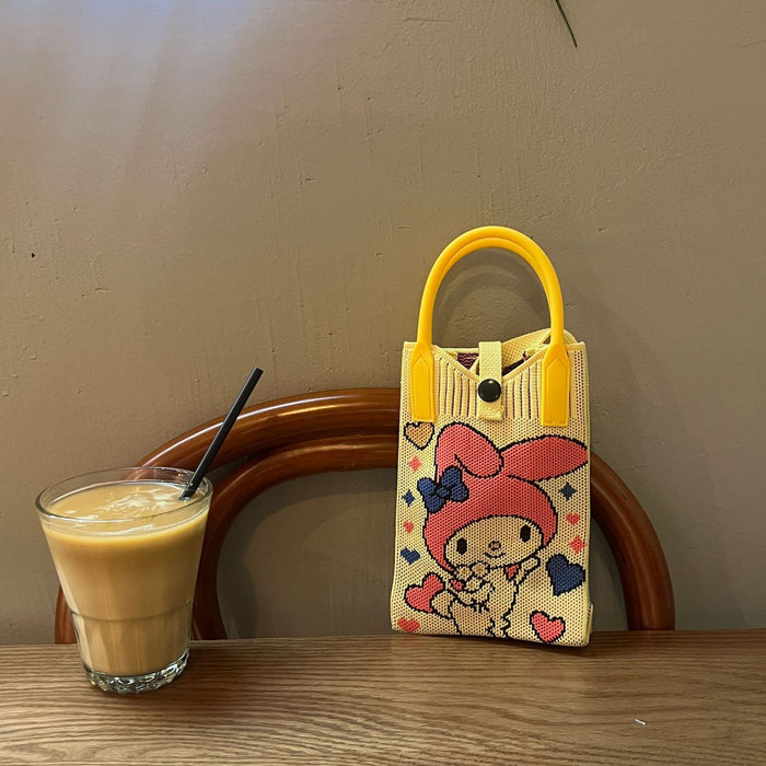 Wholesale Mobile Phone Bag Wool Knitted Small Square Bag  Small Bag Contrast Color