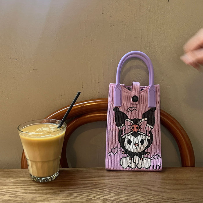 Wholesale Mobile Phone Bag Wool Knitted Small Square Bag  Small Bag Contrast Color