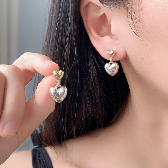 Wholesale Versatile and high-end double heart earrings, fashionable earrings with temperament and geometric earrings wholesale