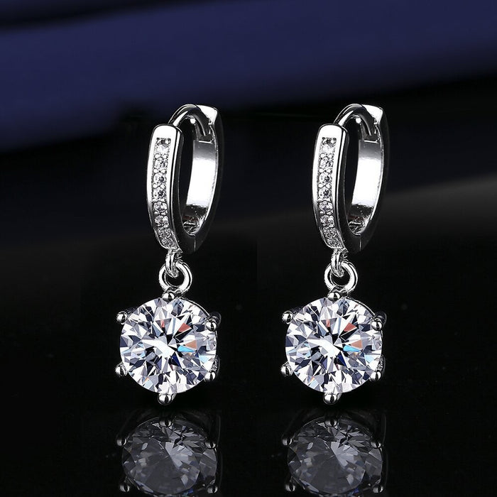 Wholesale Platinum Gold Tassel Earrings Six-Prong Imitation Moissanite Two Carat for Women Everyday Fashion Accessory