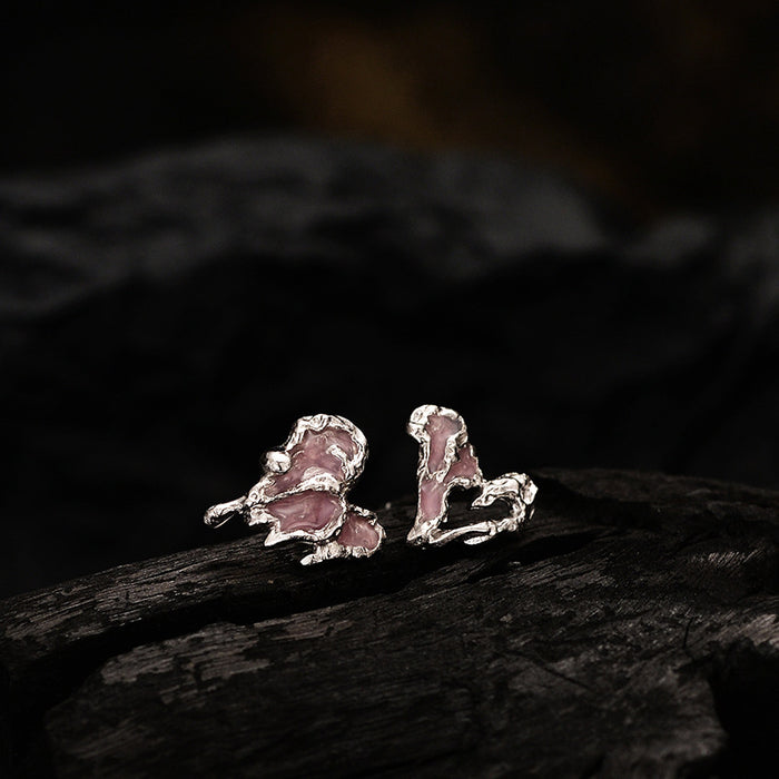 Wholesale asymmetric earrings female S925 sterling silver texture sweet cool Love earrings