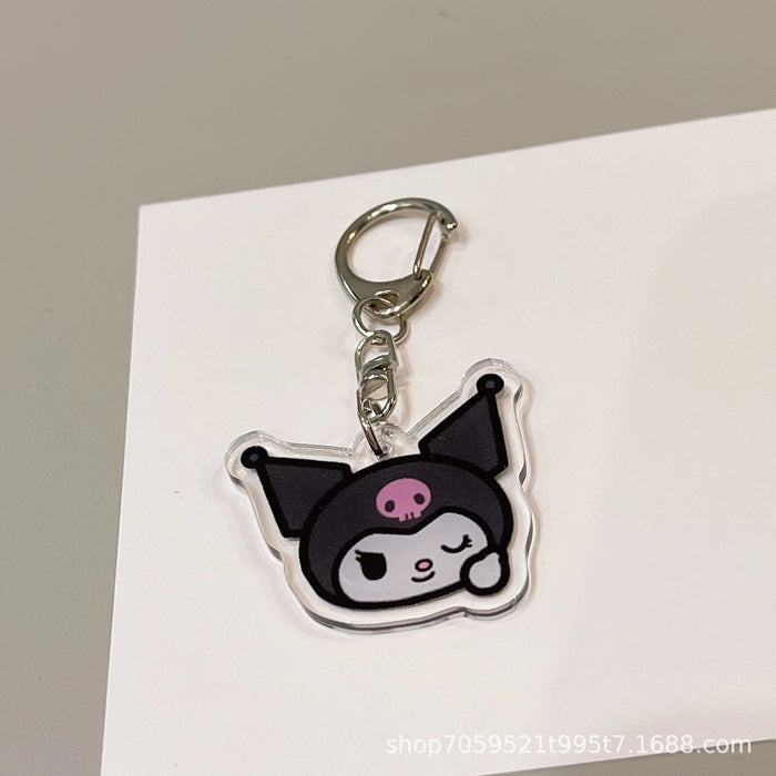 Wholesale Double-sided Keychain Cute Cartoon Book Bag Pendant Transparent Pendant Acrylic Keychain for Men and Women