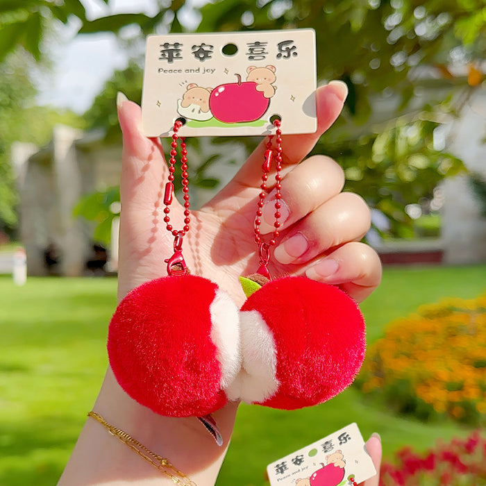 Wholesale Half Apple Plush Pendant Couple Keychain