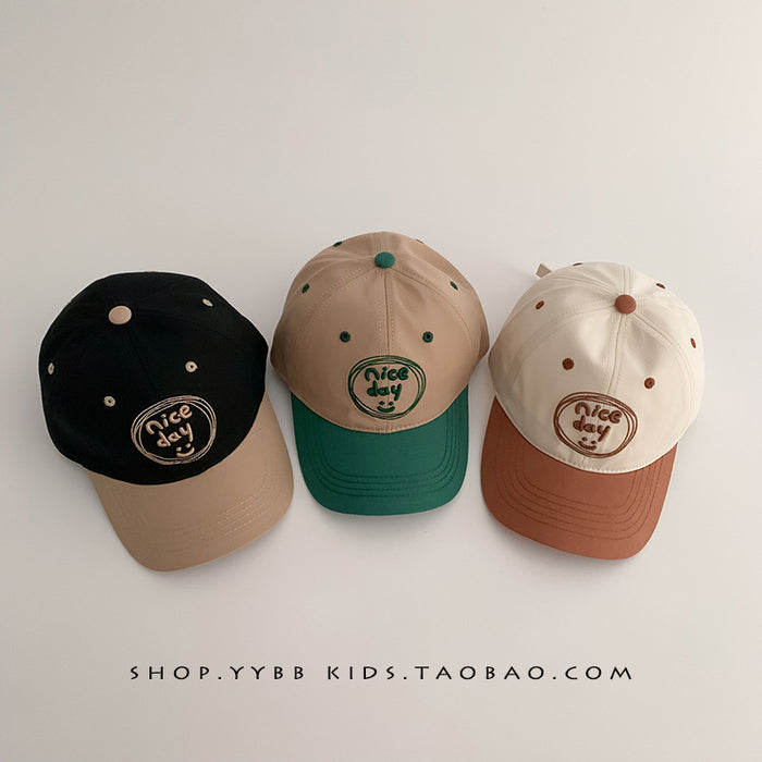 Wholesale Color blocked letter children's duck tongue hat, baby sun shading and sun protection versatile thin baseball cap