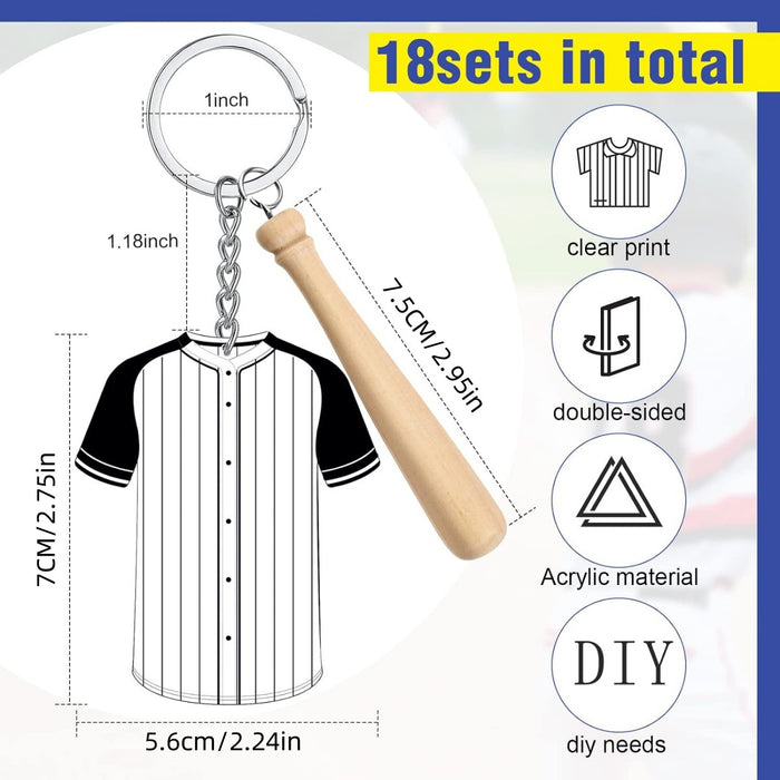 Wholesale 18PCS White and Yellow Acrylic Jersey Baseball PU Leather Tassel Keychain JDC-KC-HuiWen004