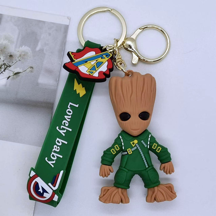 Wholesale small tree people raccoon doll key chain pendant couple bag car key chain accessories gift