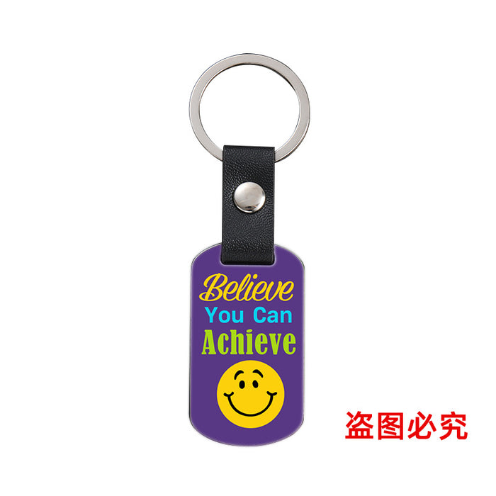 Wholesale Inspirational Positive Color Printing Leather Buckle Metal Keychains JDC-KC-GangGu052