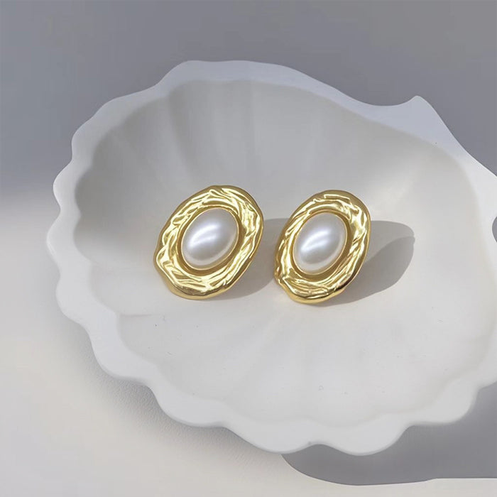 Wholesale Pearl earrings light luxury personality temperament does not fade titanium steel earrings new product