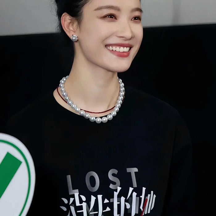 Wholesale Magnetic pearl necklace for women, silver gray, high-end, light luxury