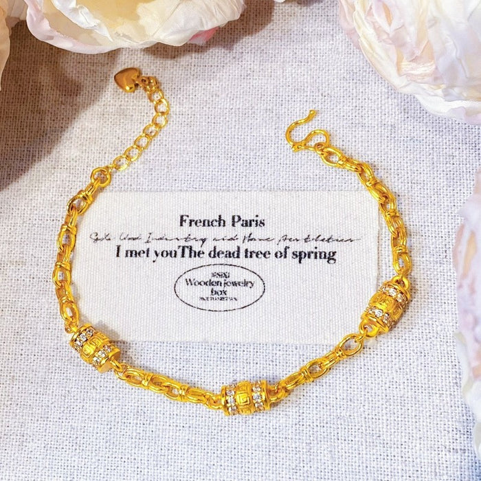 Wholesale Sand Gold Diamond Fortune Lucky Small Waist Bracelet with High Quality, Light Luxury, Simple Fashion, Handmade Decoration