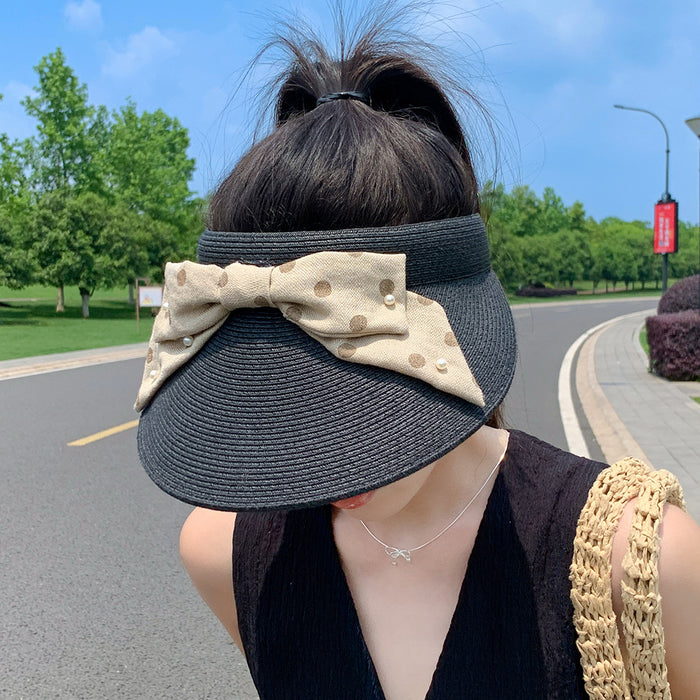 Wholesale Fashionable, lightweight, breathable pearl bow decoration sun hat