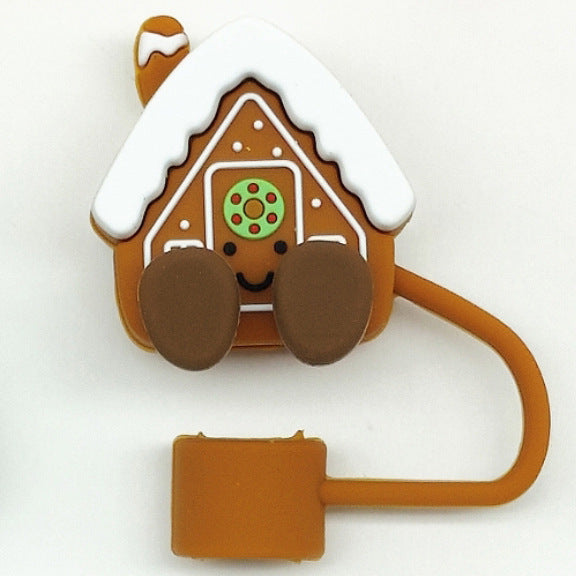 Wholesale 10pcs Food Grade Silicone  Cup Straw Cover Christmas Straw Cover Leak-proof Straw Cap