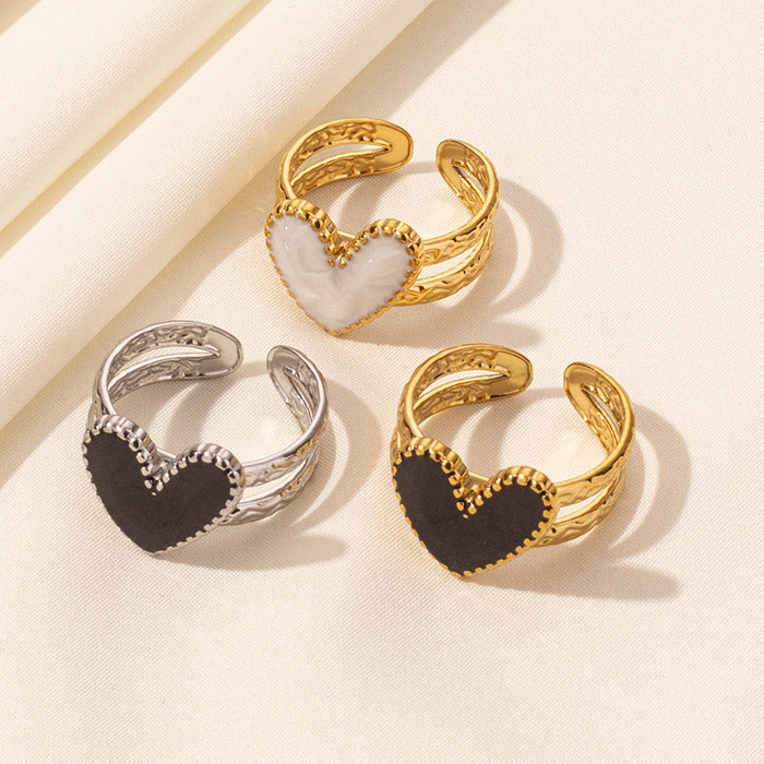Wholesale Stainless steel fashion versatile heart opening cold style simple ring jewelry
