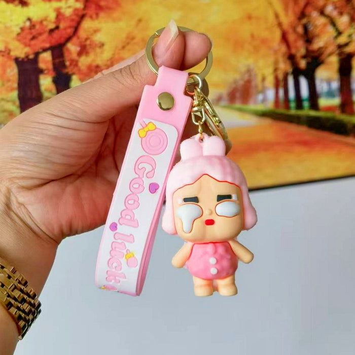 Wholesale Cute cartoon trendy schoolbag pendant keychain furry cute little monster